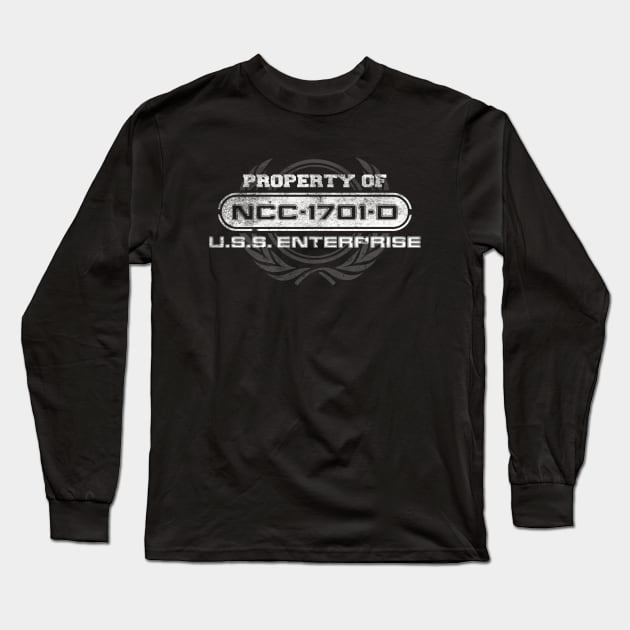 Vintage Property of USS Enterprise D Long Sleeve T-Shirt by JWDesigns